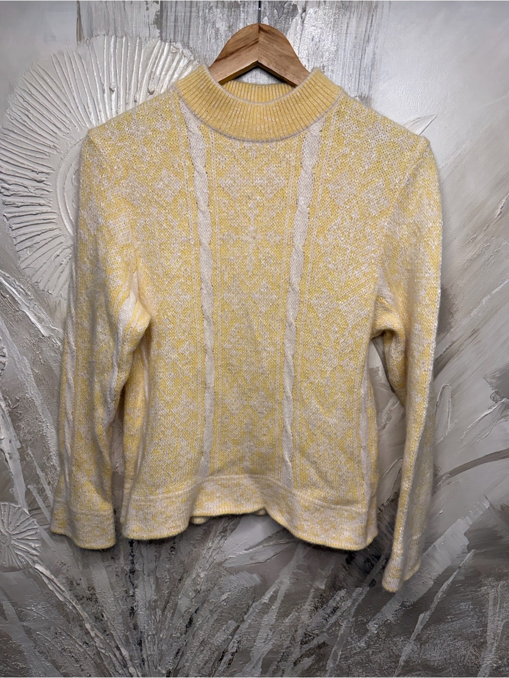 Vintage Christian Dior Sports 1980s Yellow & Cream Cowl-Style Knit Sweater